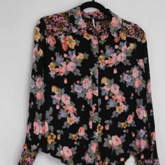 Free People Hold On To Me Floral Long Sleeve Blouse Size Small - Picture 2 of 9